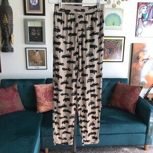 KICKEE size S Men's Print Pajama Pants in Burlap Vintage Cars Stretchy Bamboo